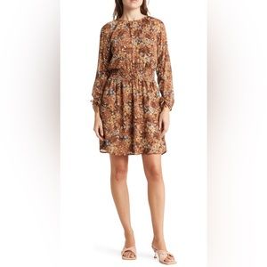 Long sleeve rushed floral dress